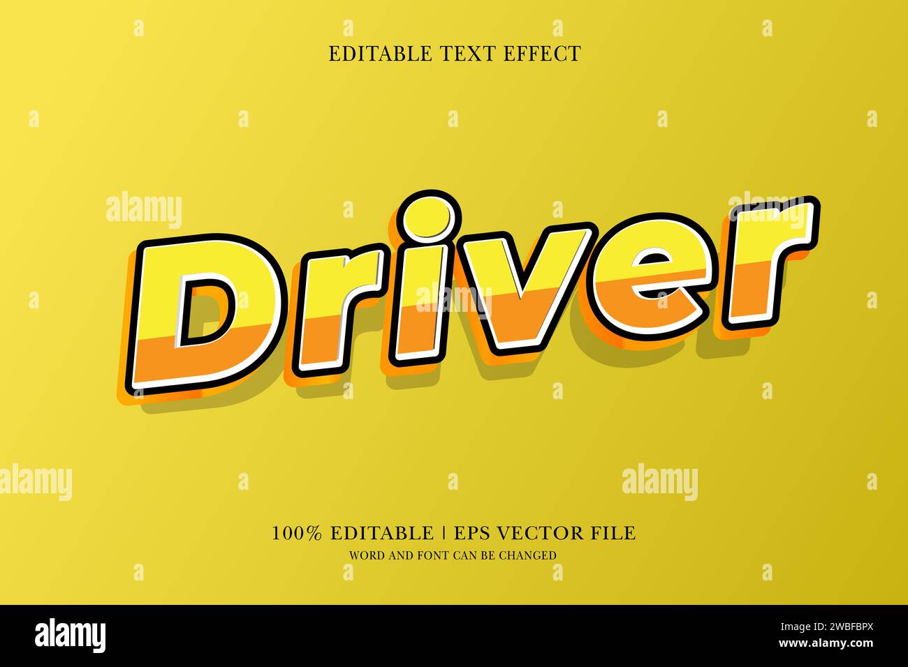 Effet de texte 3D modifiable par le pilote pour l'illustration vectorielle Illustration de Vecteur