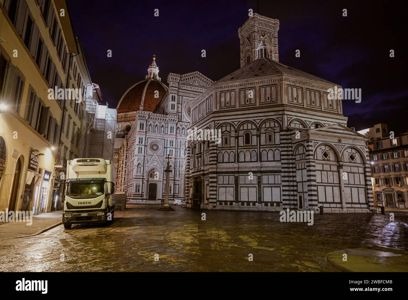 Cathédrale de Santa Maria del Fiore la nuit Banque D'Images