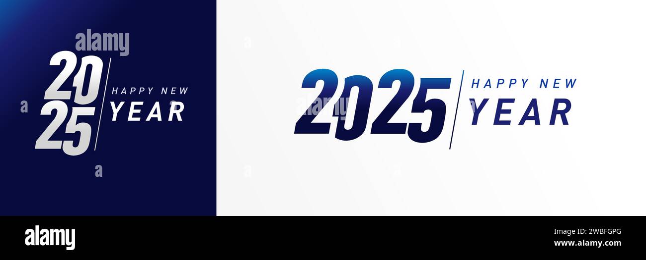 2025 bonne année, logo de typographie sportive argentée. Modèle de