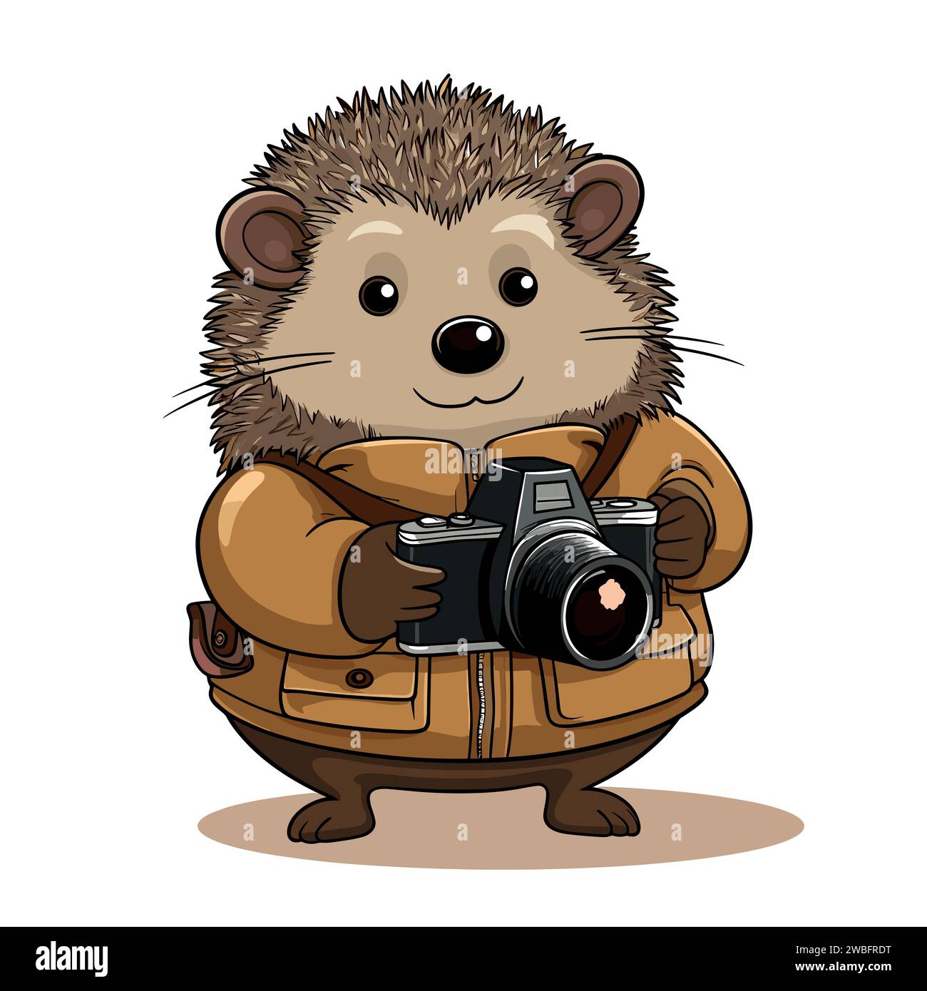 Hedgehog Capture de photo à l'aide d'un appareil photo reflex numérique sur fond blanc Illustration de Vecteur