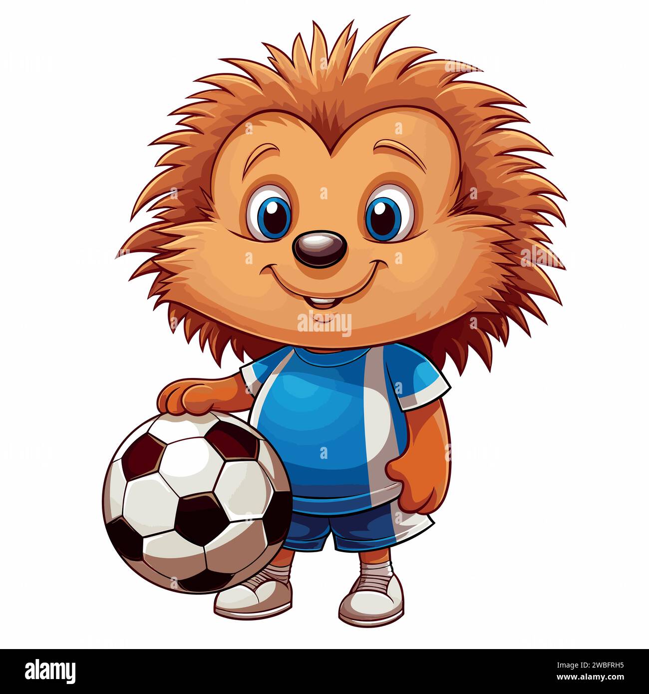 Hedgehog jouant au football sur fond blanc Illustration de Vecteur