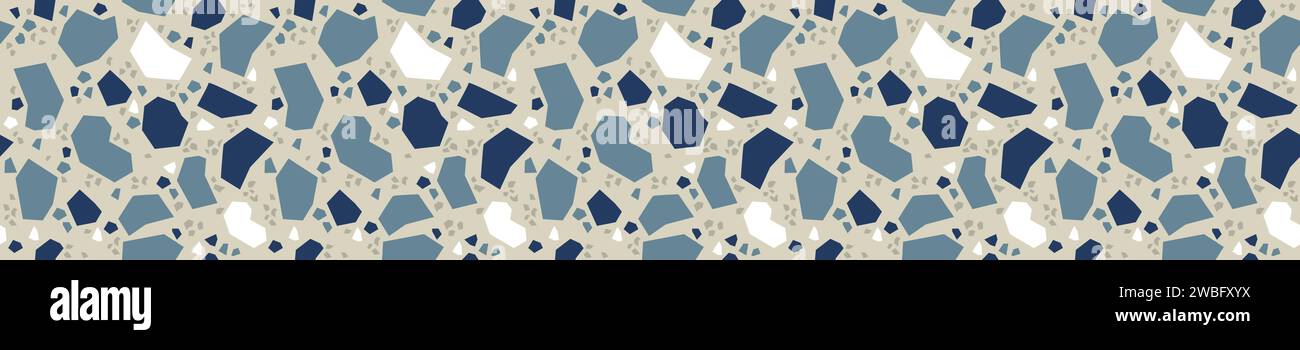 Motif terrazzo mosaïque bleu éamless. Illustration de Vecteur