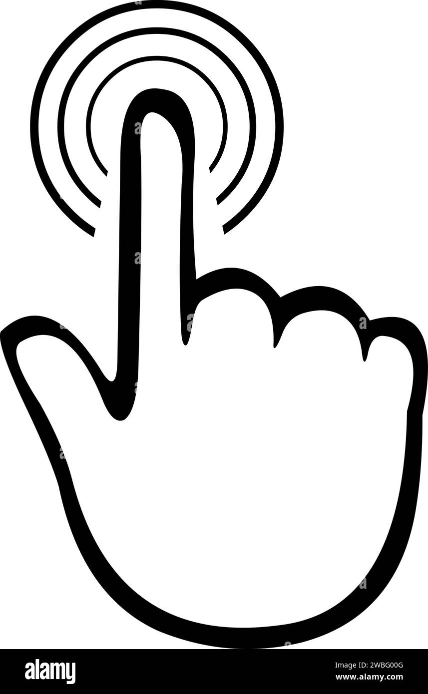 illustration vectorielle dessin main icône de l'écran tactile noir et blanc Illustration de Vecteur