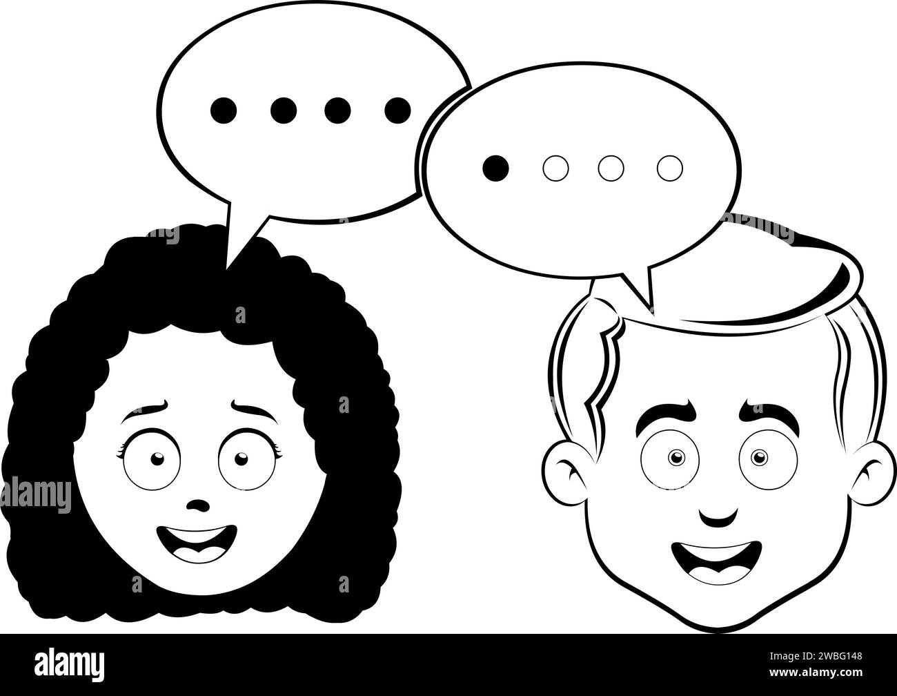 dessin vectoriel illustration icône conceptuelle les gens qui parlent dans la technologie de chat, dessiné en noir et blanc Illustration de Vecteur