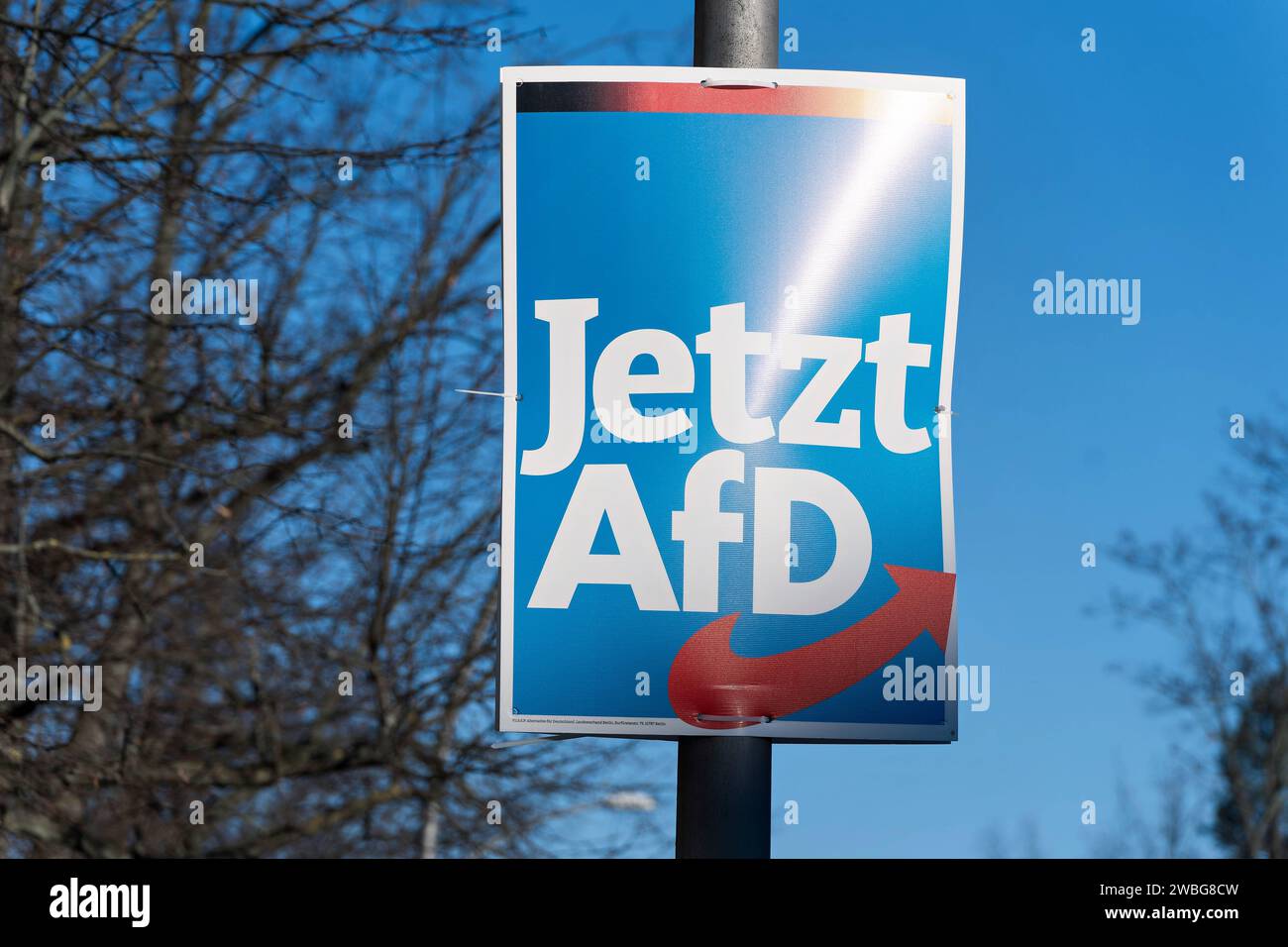 09.01.2024, Berlin,das Bundesverfassungsgericht Hat die Wiederholung der Bundestagswahl von 26. Septembre 2021 en 455 von 2,256 Wahlbezirken im Land Berlin angeordnet. Die Wiederholungswahl ist für den 11. Februar 2024 angesetzt.Plakat der AfD *** 09 01 2024,Berlin,la Cour constitutionnelle fédérale a ordonné la répétition de l'élection du Bundestag du 26 septembre 2021 dans 455 des 2 256 circonscriptions de l'État de Berlin la répétition des élections est prévue pour le 11 février 2024 affiche de l'AfD Banque D'Images