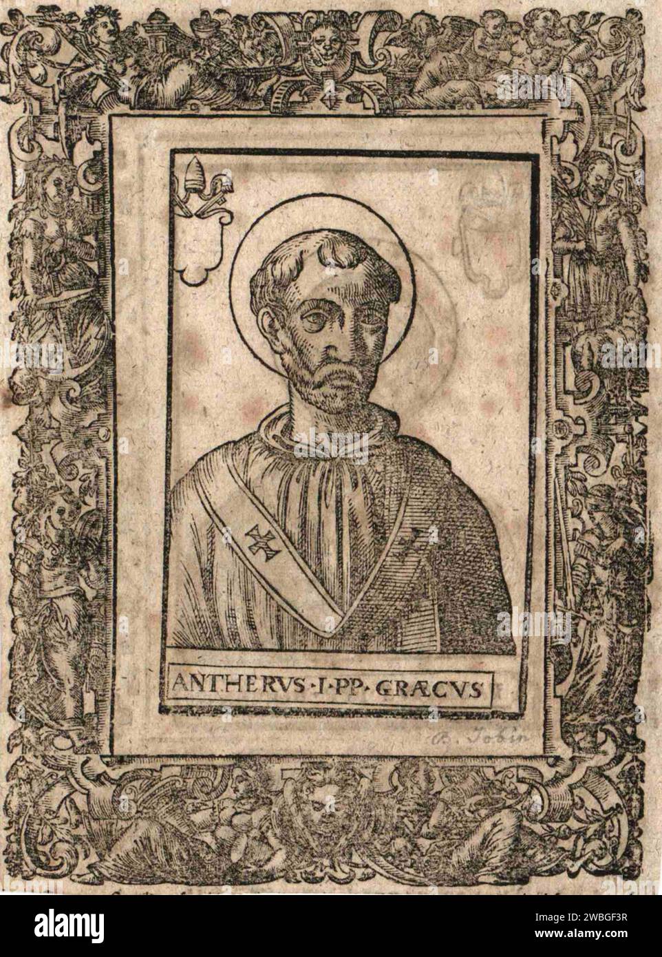 Gravure du pape Anterus du 16 ème siècle. Le pape Anterus était pontife de AD235-AD236, il est mort après seulement 43 jours en fonction. Il était le dix-neuvième pape. Banque D'Images