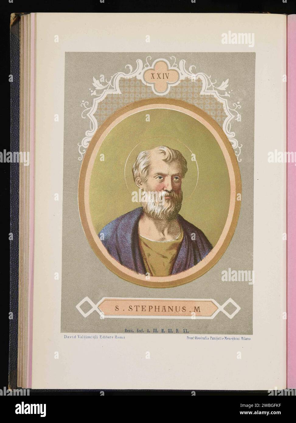 Une gravure de 1879 du pape Étienne Ier qui était pontife de AD254-AD257. Il était le 23e pape. Il a été martyrisé en étant décapité par l'homme de l'empereur Valérian alors qu'il était assis sur son trône. Banque D'Images