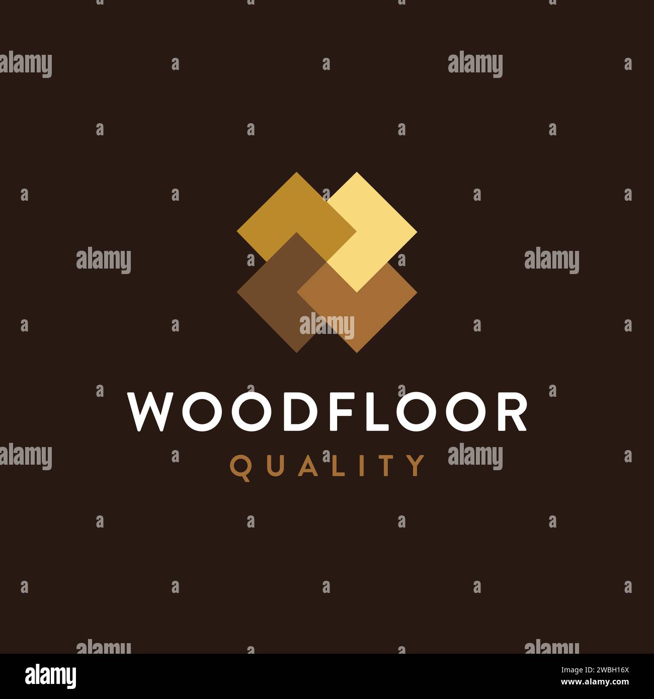 Modèle vectoriel d'icône de logo de plancher en bois minimaliste moderne sur fond sombre Illustration de Vecteur