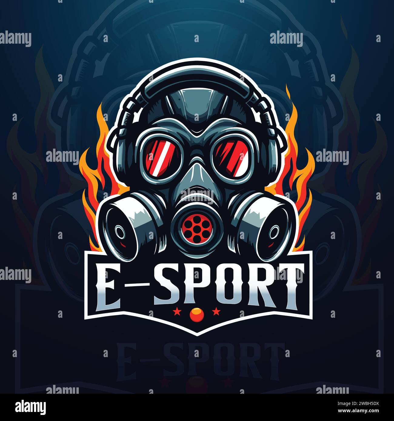 Logo eSport mascotte de masque à gaz Illustration de Vecteur