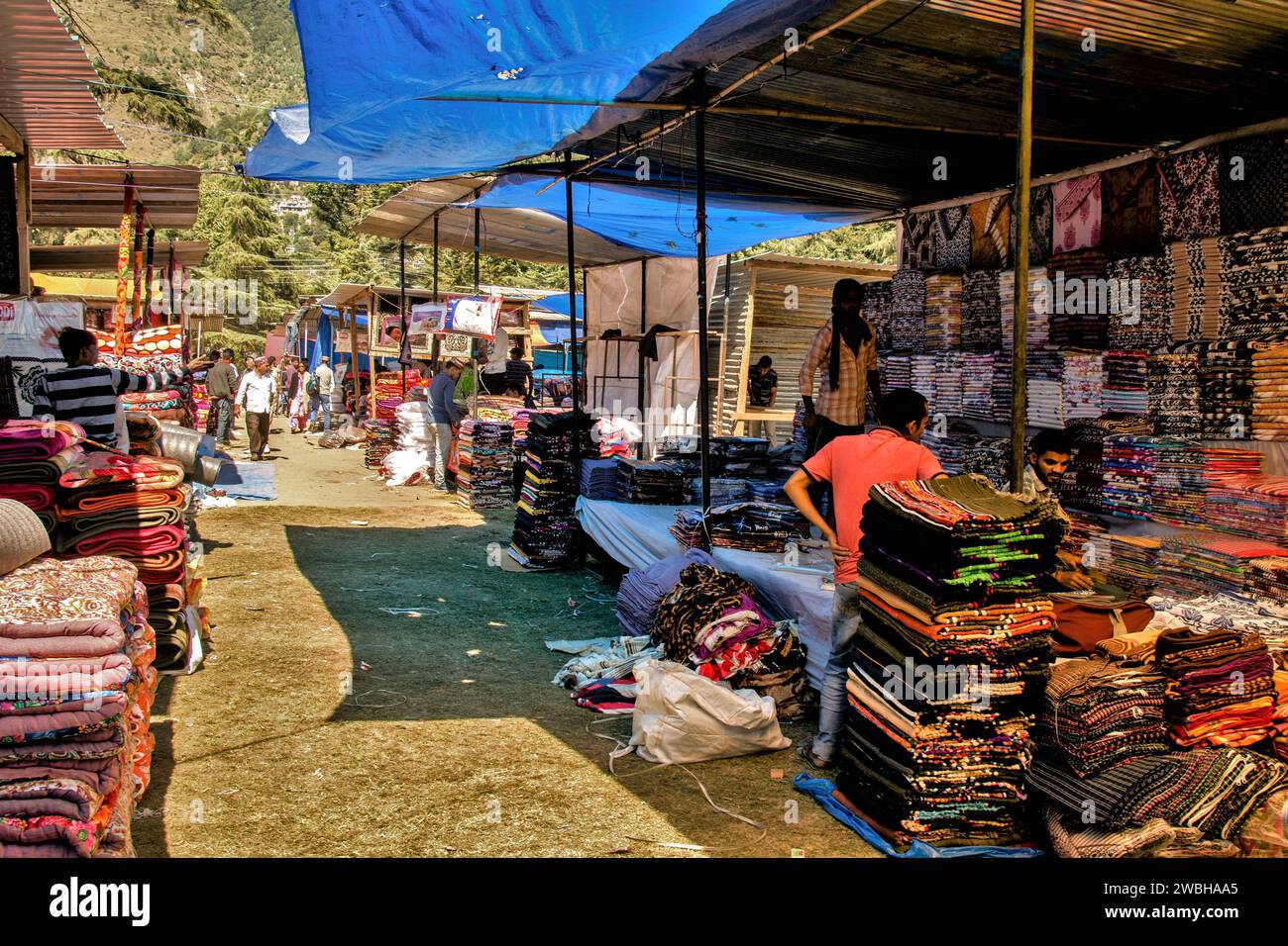 Magasins d'artisanat, méga Festival, Dussehra Festivals, Dhalpur Ground, Kullu, Himachal Pradesh, Inde, Asie Banque D'Images