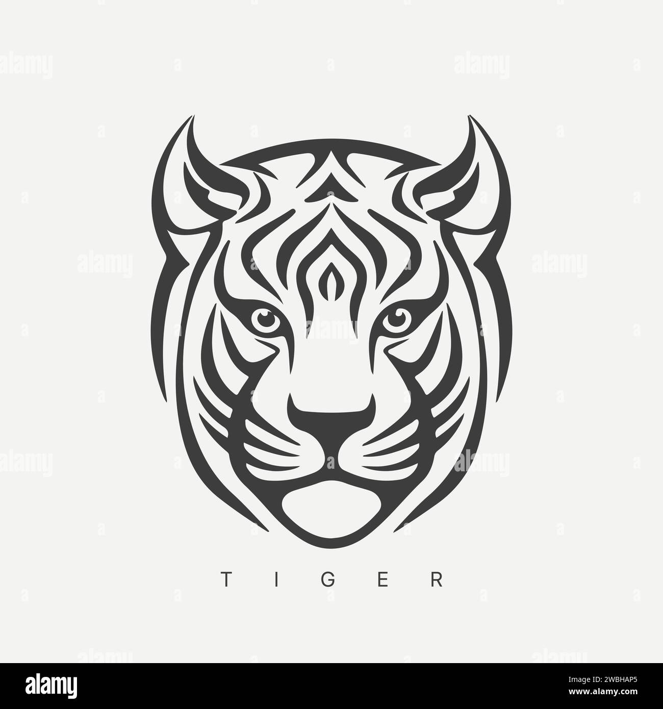 Modèle de logo tigre vectoriel abstrait moderne. Tigre au trait Illustration de Vecteur