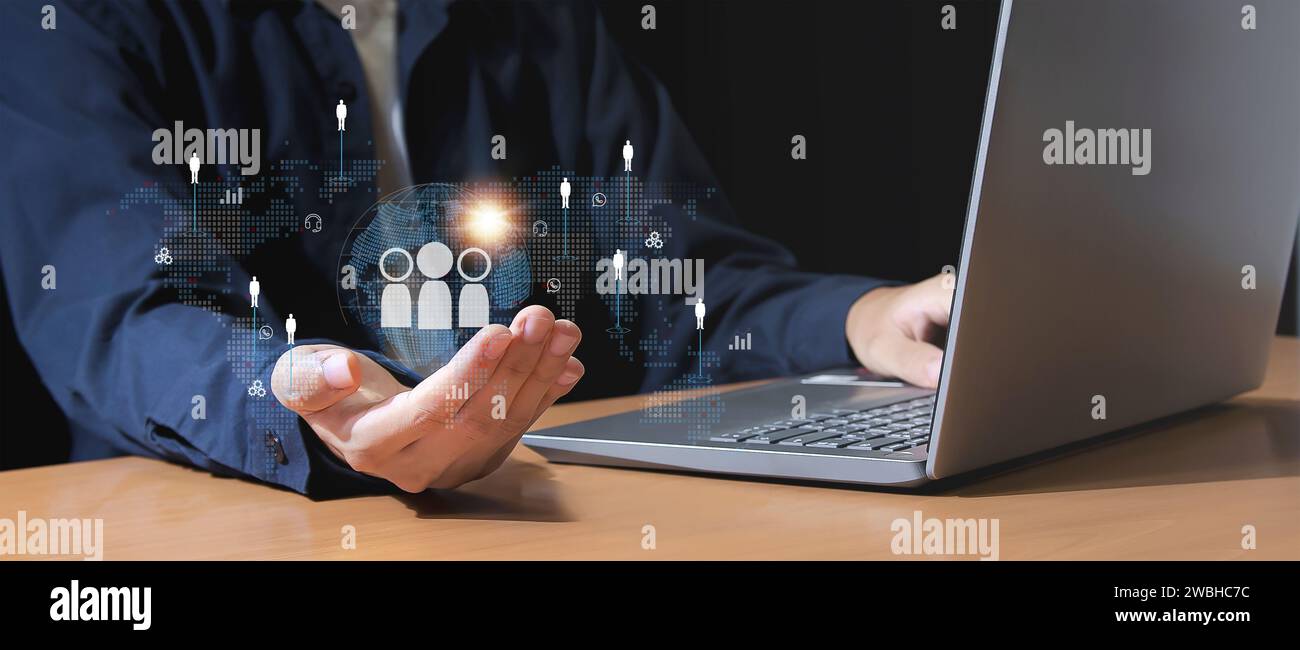Concept de service à la clientèle, relations avec la clientèle technologie numérique mondiale du développement des affaires Banque D'Images