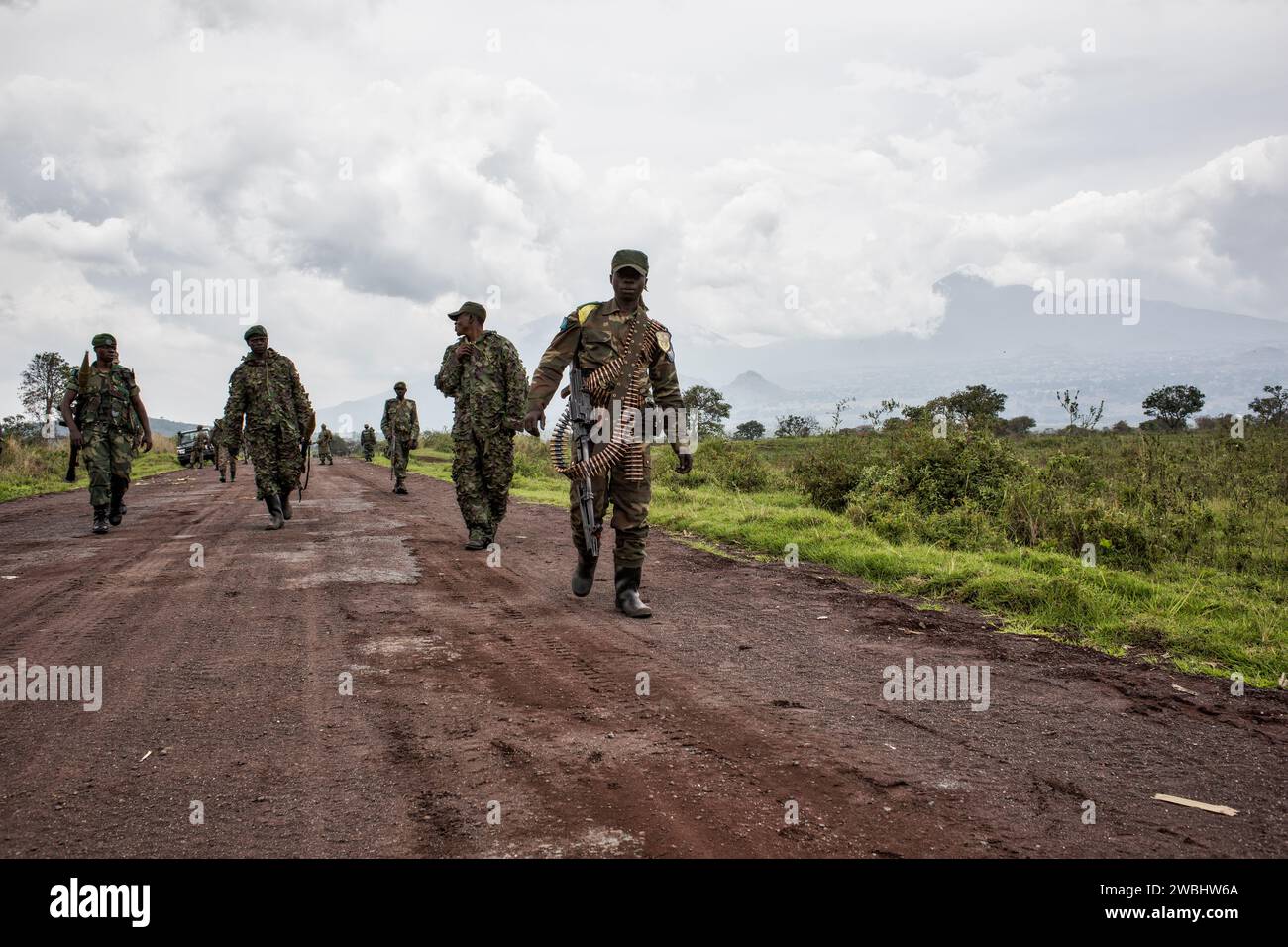 Soldats gouvernementaux près de Goma, Nord Kivu, République démocratique du Congo, Afrique Banque D'Images
