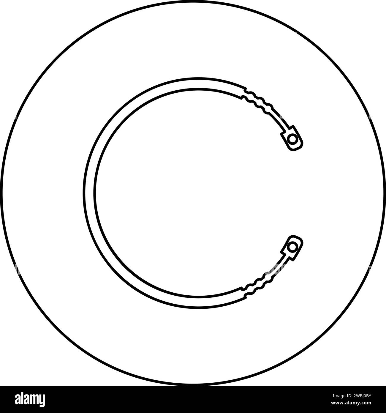 Câble pour la voiture d'embrayage tirer l'icône de la partie de corde de transmission manuelle dans le cercle rond couleur noire illustration vectorielle image contour contour ligne style mince Illustration de Vecteur