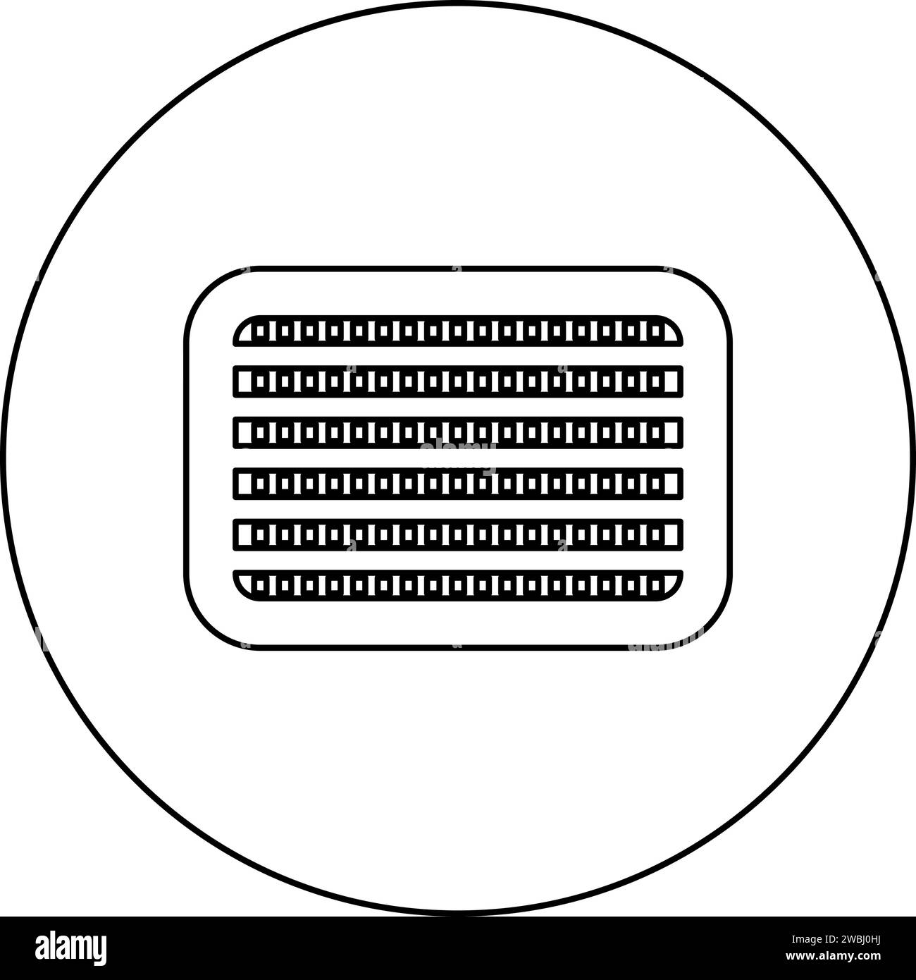 Radiateur de voiture véhicule service pièces de voiture détail icône de concept dans le cercle rond de couleur noire illustration vectorielle image contour contour ligne style mince Illustration de Vecteur