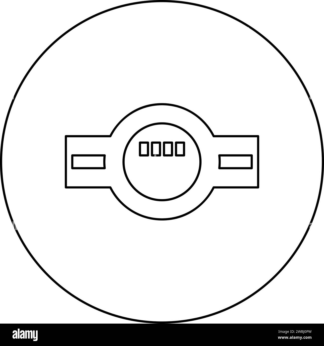 Compteur d'eau mesurant l'équipement sanitaire icône en cercle rond couleur noire illustration vectorielle image contour ligne contour fin style simple Illustration de Vecteur