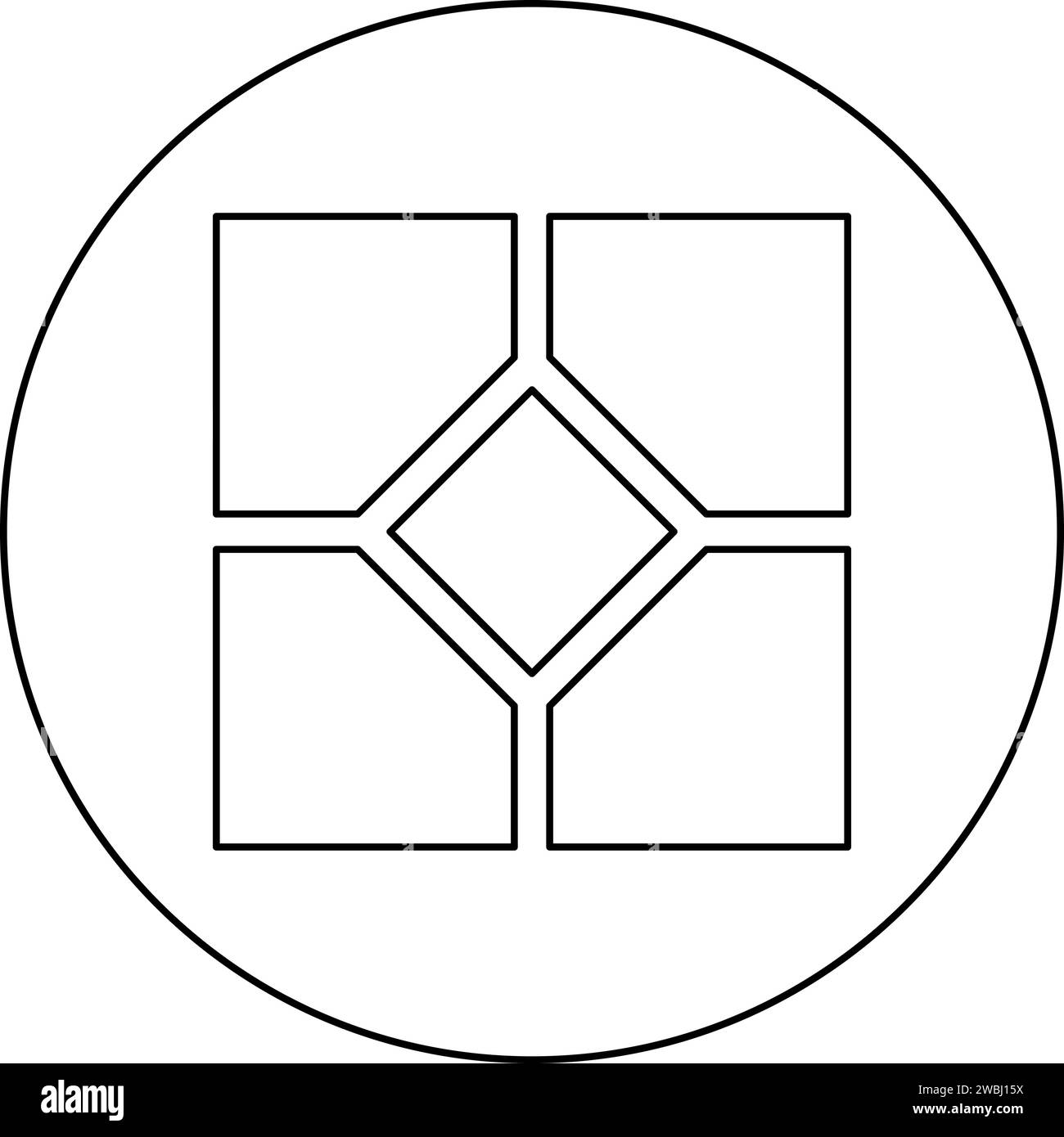 Dalle de carrelage en céramique icône en cercle rond couleur noire illustration vectorielle image contour ligne contour fin style simple Illustration de Vecteur