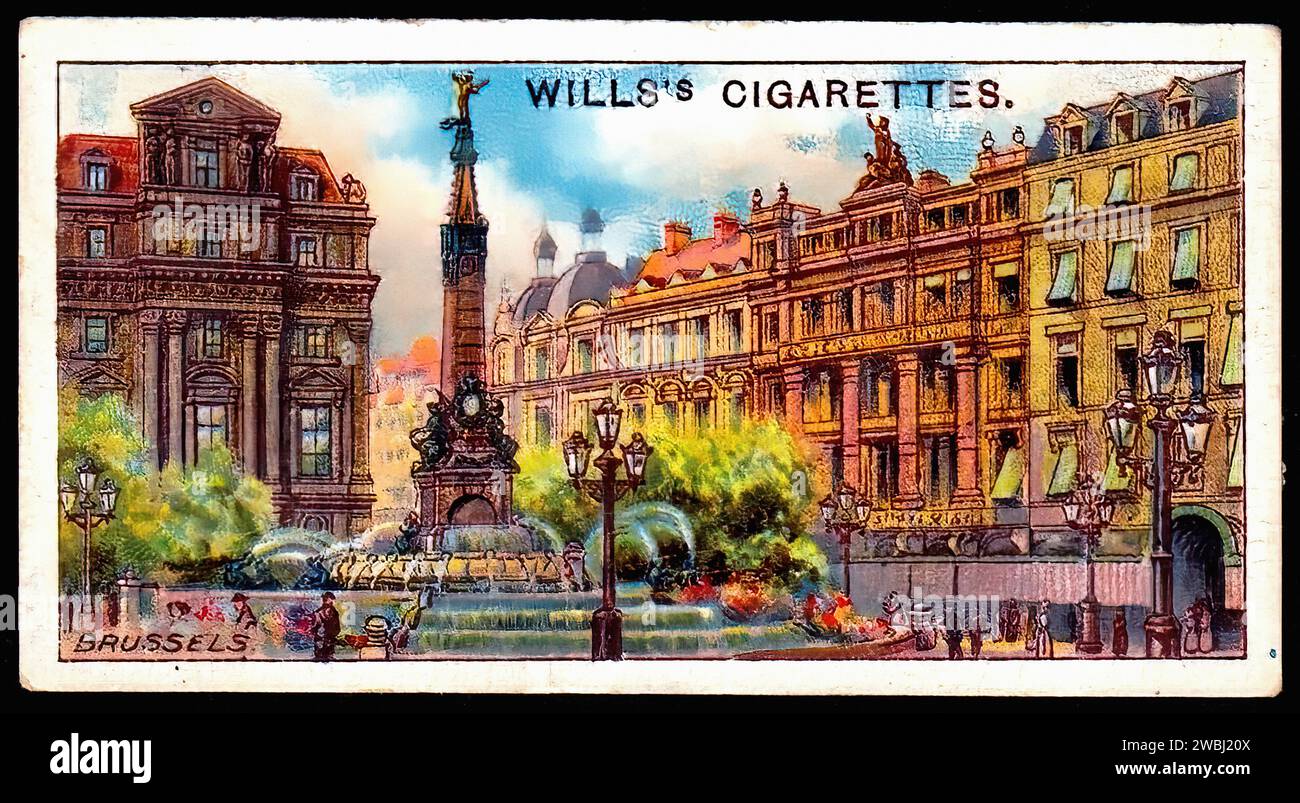 Place de Brouckère, Bruxelles - Illustration de carte de cigarette vintage Banque D'Images