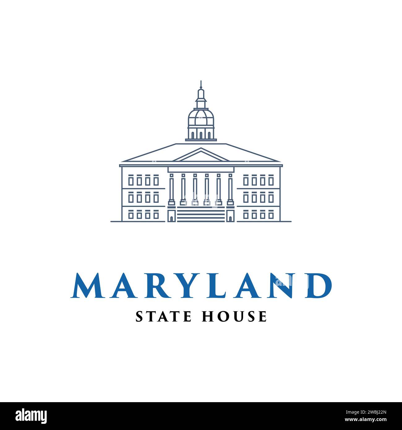 Modèle de conception de logo d'icône de Maryland State House Illustration de Vecteur
