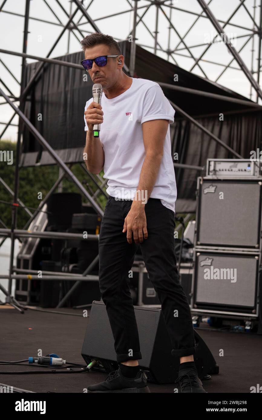 Francesco Gabbani, célèbre chanteur italien vu lors du soundcheck au Napoli Pizza Village à Naples. (Photo Francesco Cigliano / SOPA Images/Sipa USA) Banque D'Images