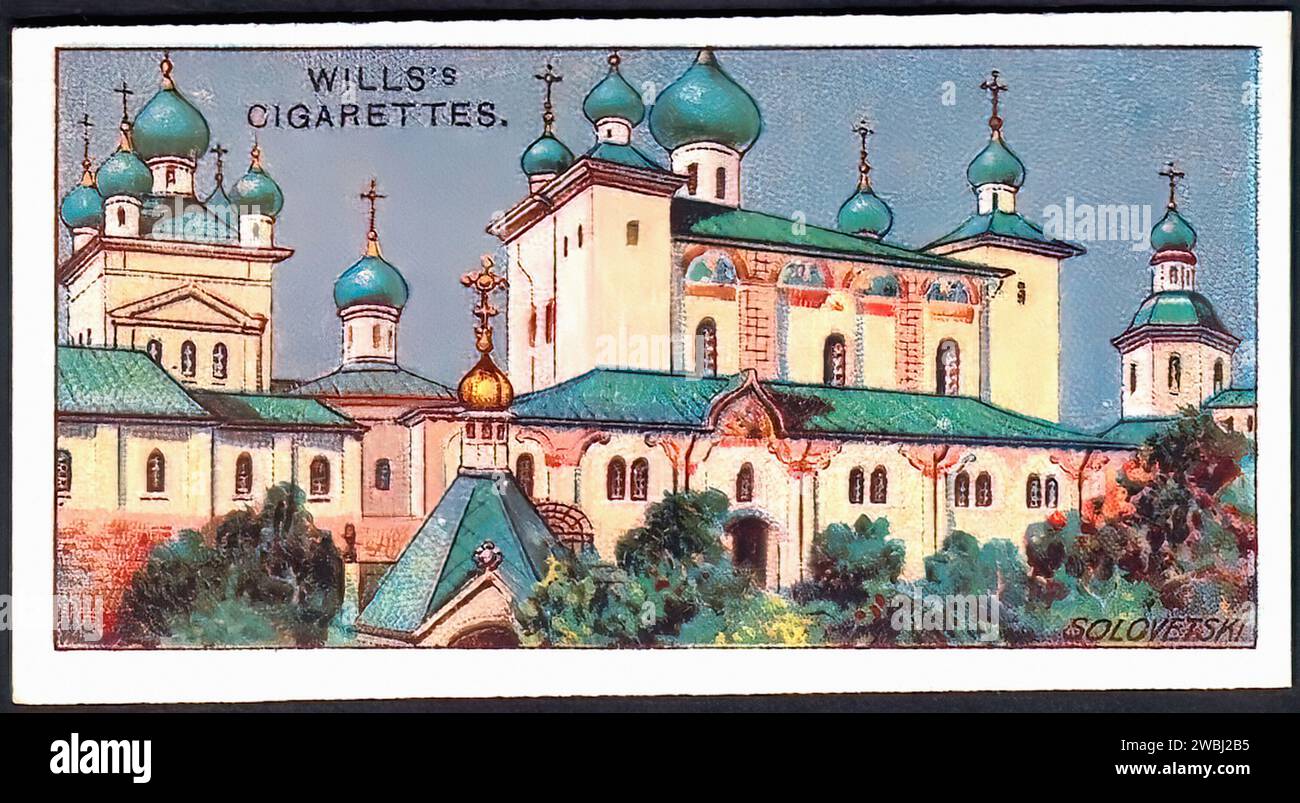 Monastère de Solovetski - Illustration de carte de cigarette vintage Banque D'Images