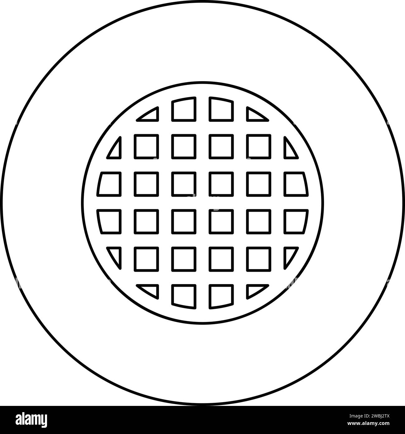 Grille de grille treillis treillis treillis treillis grillage grill grill grill surface de cuisson icône de forme ronde dans le cercle rond couleur noire illustration vectorielle contour de l'image Illustration de Vecteur