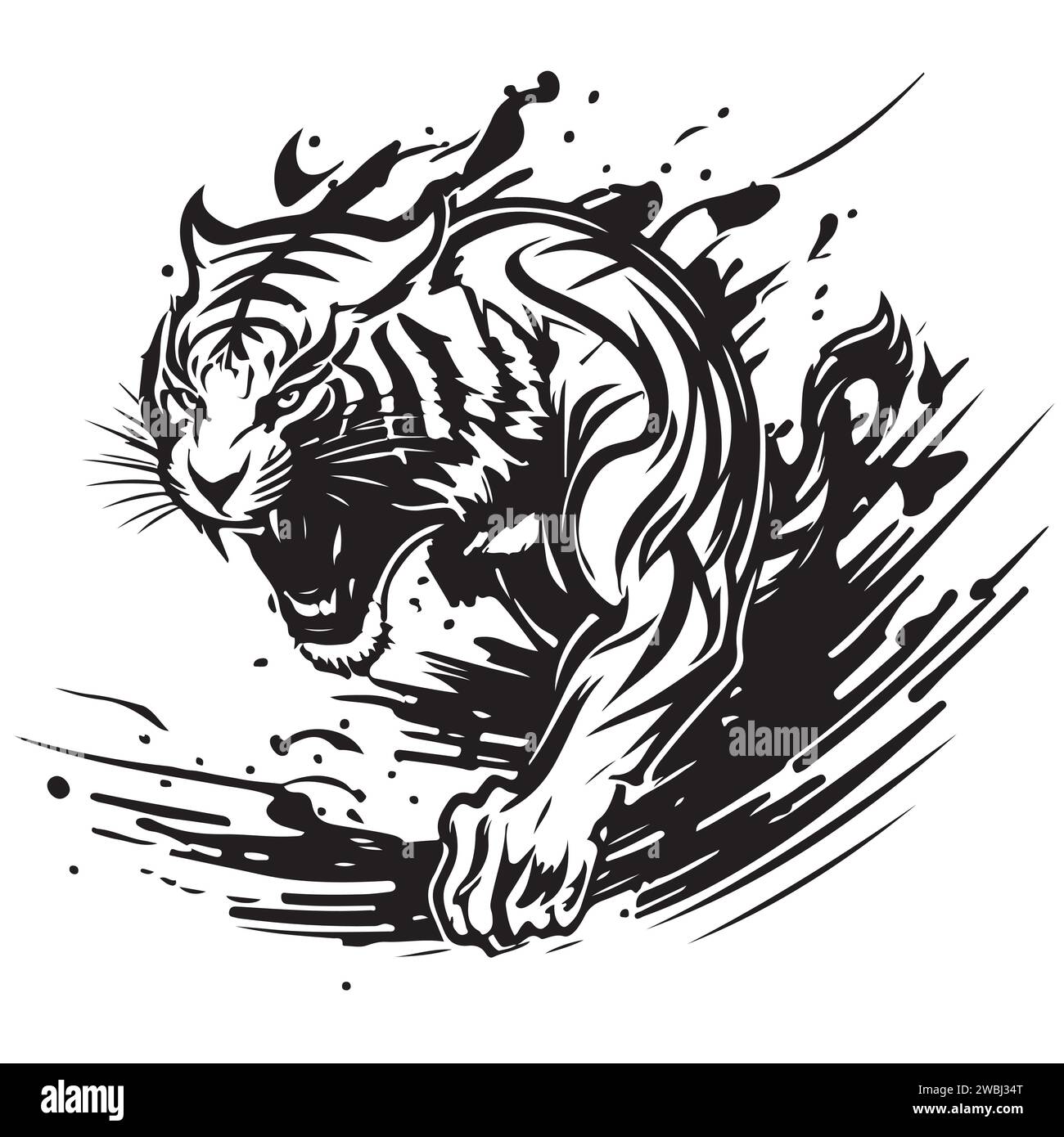 Illustration vectorielle du logo tigre rugissant. Illustration vectorielle Illustration de Vecteur