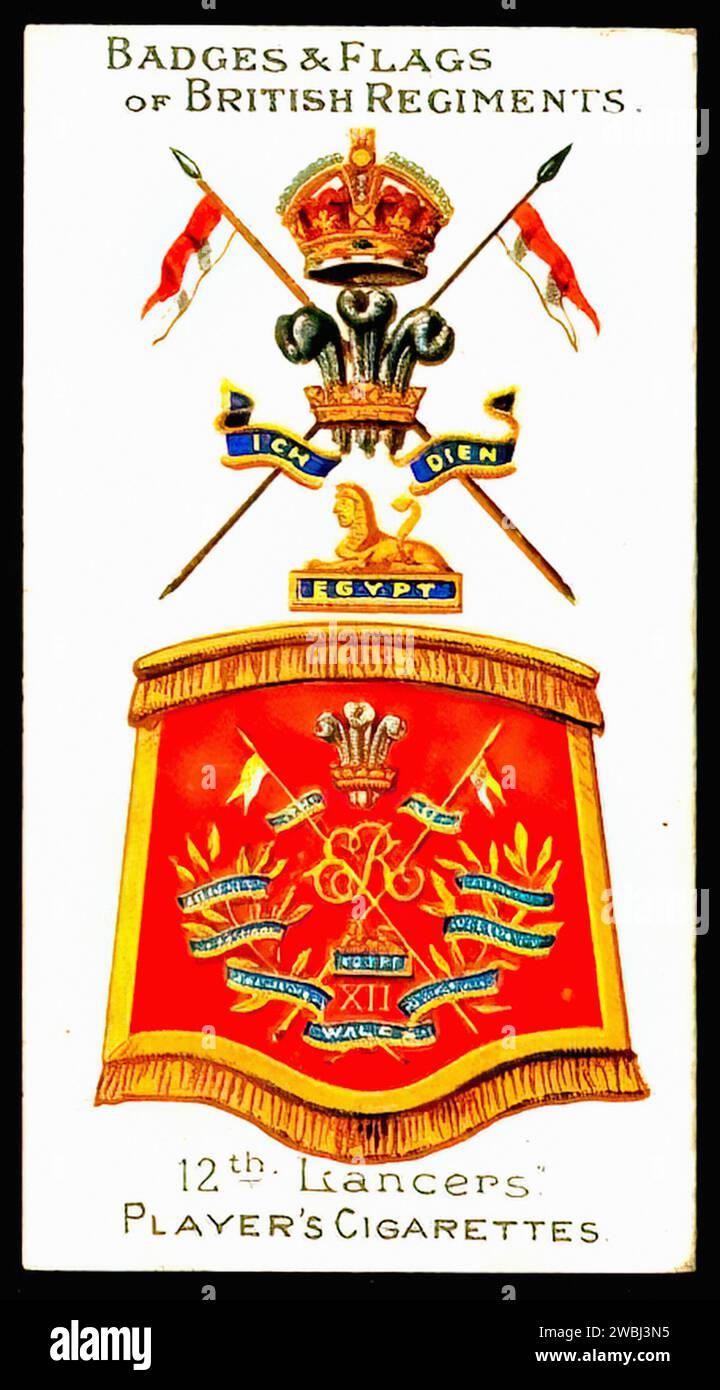 12e Lancers - Illustration de carte de cigarette vintage Banque D'Images