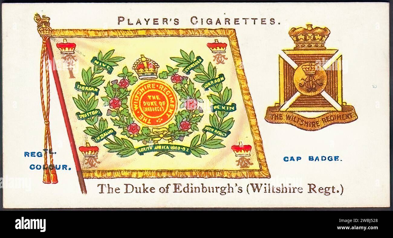 Wiltshire Regiment - Illustration de carte de cigarette vintage Banque D'Images