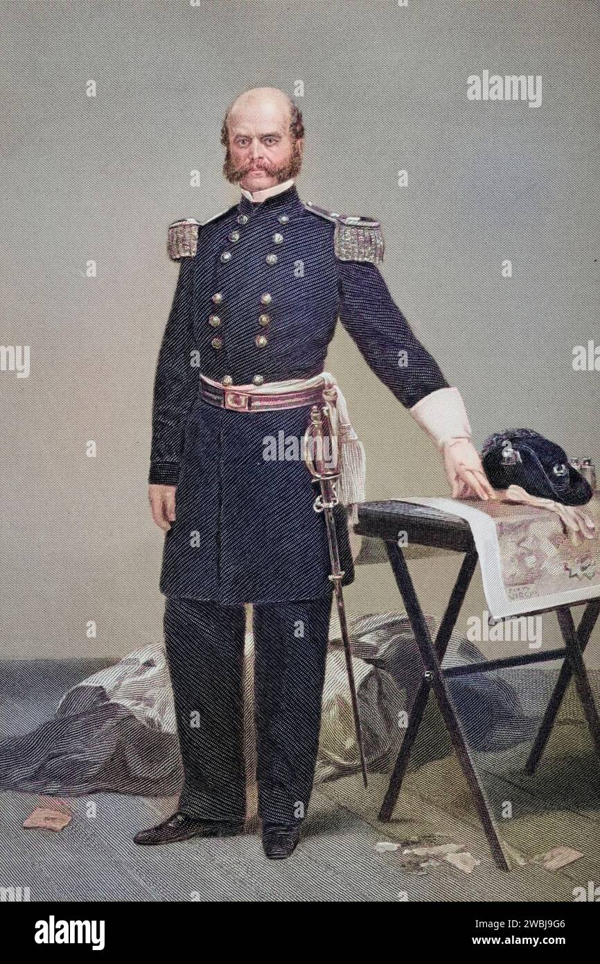 Ambrose Everett Burnside (geboren 23. Mai 1824 à Liberty, Union County, Indiana, verstorben 13. September 1881 in Bristol, Rhode Island) war ein General des US-Heeres während des Sezessionskrieges, nach einem Gemälde von Alonzo Chappel (1828-1878), Historisch, digital restaurierte Reproduktion von einer Vorlage aus dem 19. Jahrhundert, Date d'enregistrement non indiquée Banque D'Images