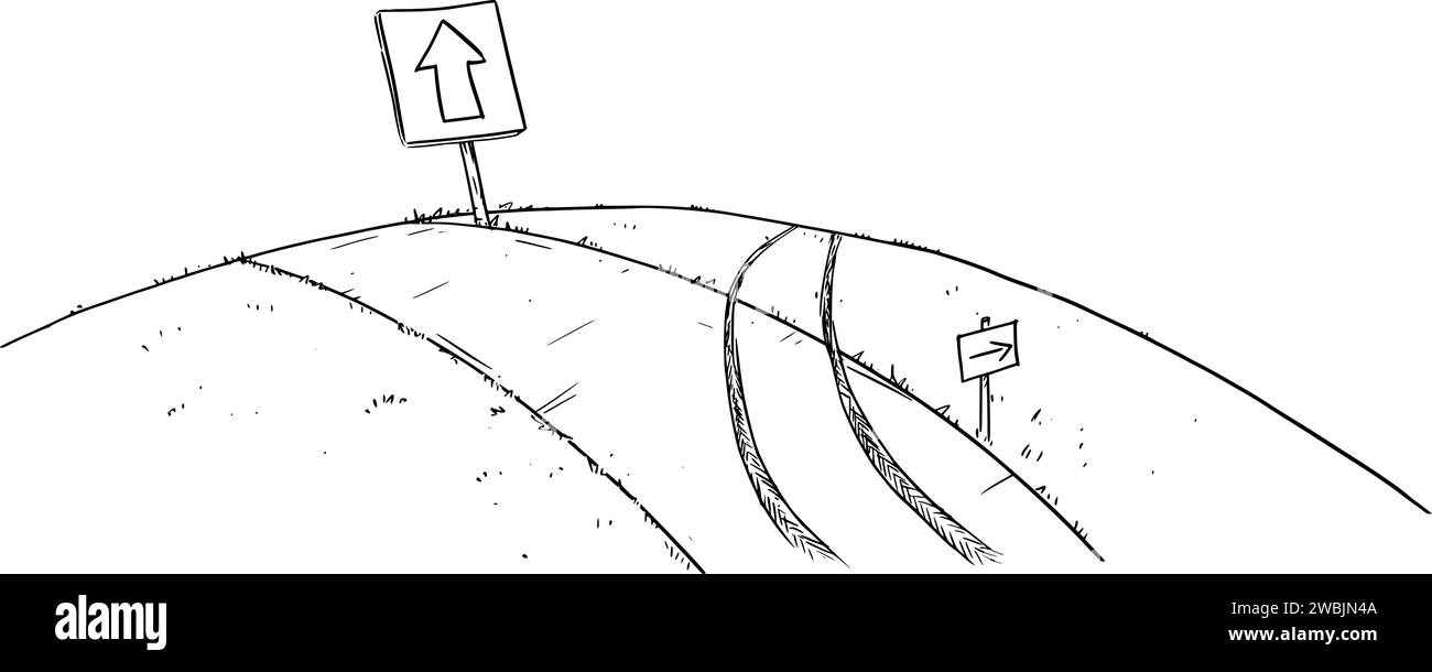 Route allant de l'avant et votre chemin , Illustration de dessin animé vectoriel Illustration de Vecteur
