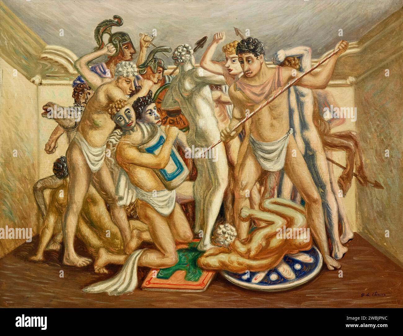 Combattimento (Gladiatori) - olio su tela - Giorgio de Chirico - 1929 - Milano, Museo del Novecento Banque D'Images