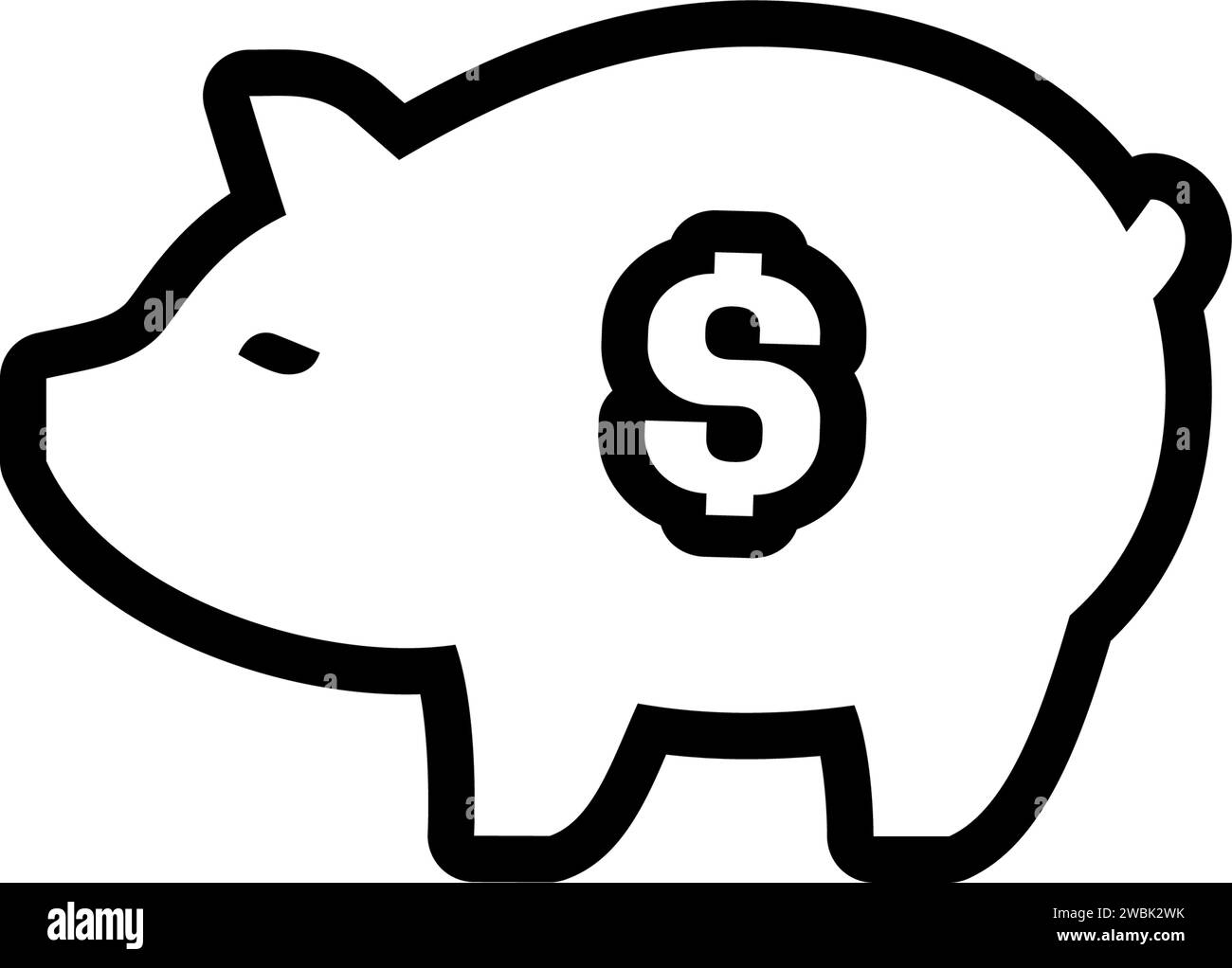 icône de tirelire avec symbole dollar de pièce, fait dans le style linéaire. Illustration de Vecteur