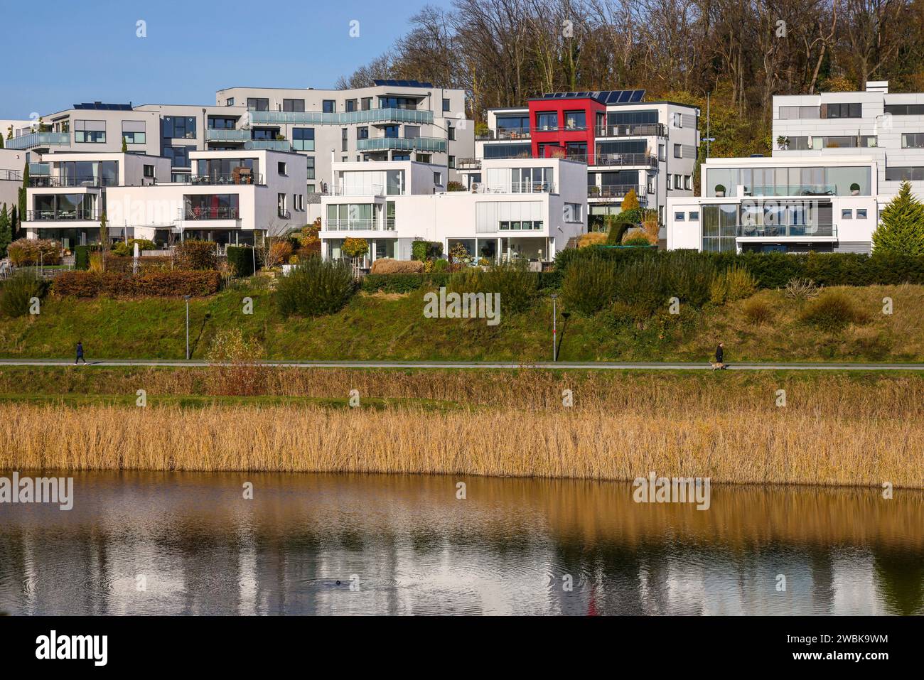 Dortmund, Rhénanie du Nord-Westphalie, Allemagne, Immobilier de luxe sur le lac Phoenix Banque D'Images