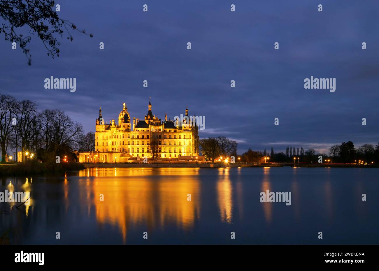 Capitale de l'État Schwerin, Château de Schwerin, Mecklembourg-Poméranie occidentale, Allemagne, Europe Banque D'Images