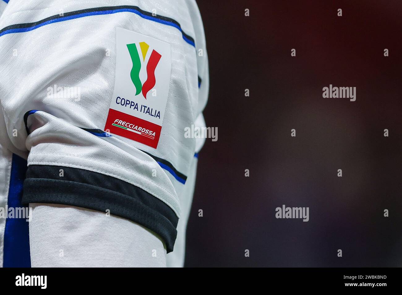 Milan, Italie. 10 janvier 2024. Détail de Coppa Italia lggo vu lors du match de football Coppa Italia 2023/24 entre l'AC Milan et l'Atalanta BC au stade San Siro, Milan, Italie le 10 janvier 2024 crédit : Agence photo indépendante/Alamy Live News Banque D'Images