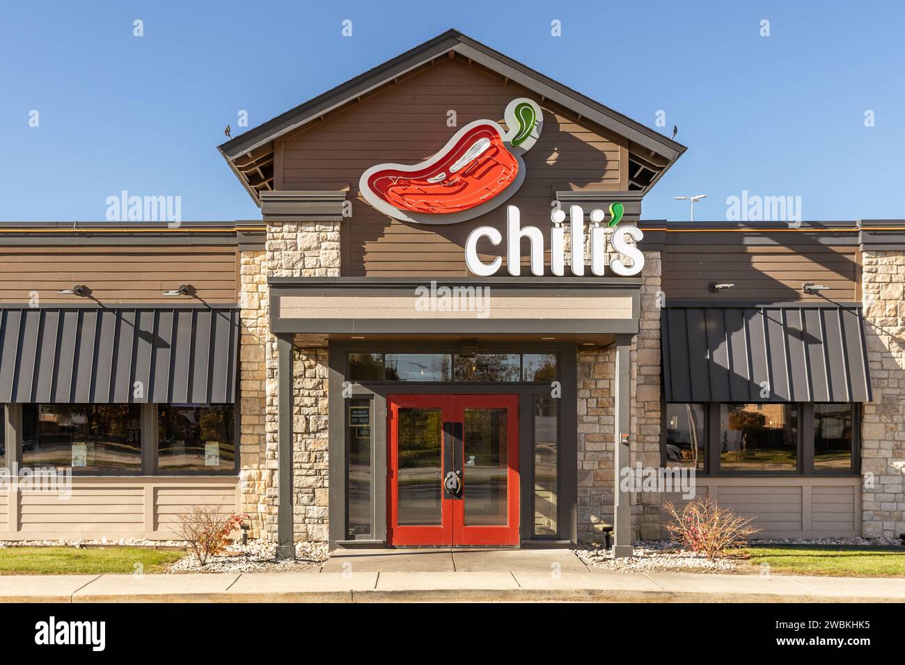 Chili's Bar and Grill est une chaîne américaine de restaurants décontractés créée en 1975 avec plus de 1 600 établissements. Banque D'Images