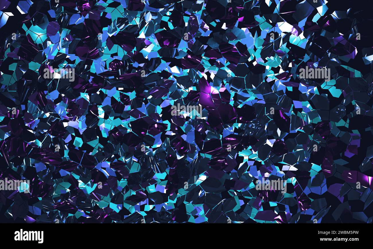 illustration de rendu 3d des particules volantes après explosion. Éclats de verre cassés. Arrière-plan abstrait. Banque D'Images