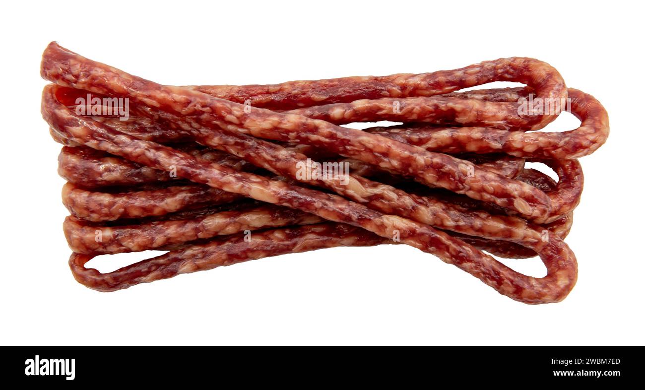 Saucisse fumée isolée sur fond blanc. Saucisses Banque D'Images Saucisse fumée isolée sur fond blanc. Saucisses Banque D'Images