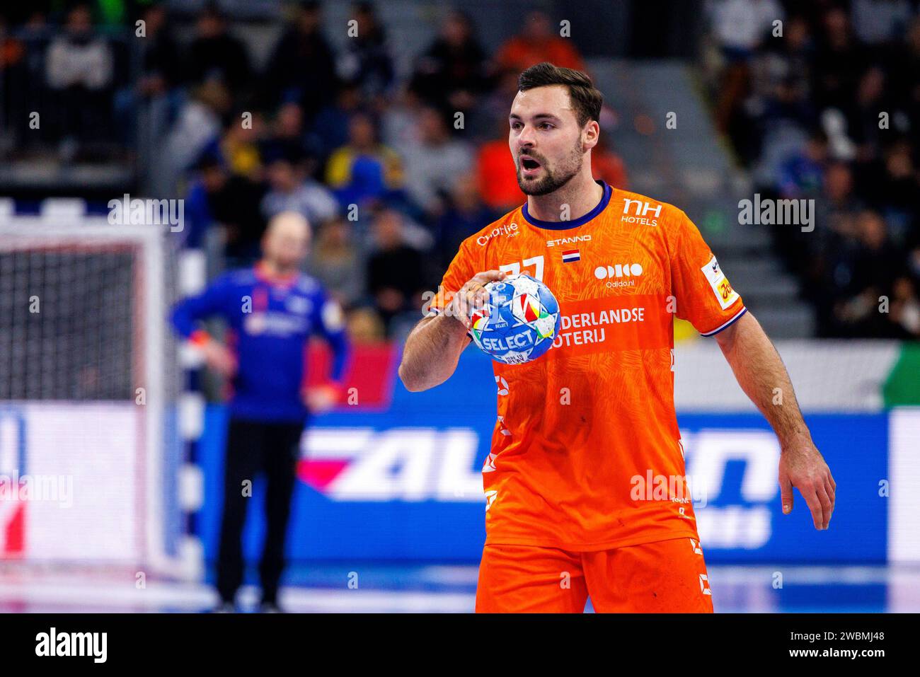 MENS EHF EURO 2024 : Niederlande - Georgien, 11..2024, Mannheim Dani Baijens 77, pays-Bas NED, HSV Hamburg mit ball Spiel der MENS EHF EURO 2024 : Niederlande - Georgien am 11.01.2024 in der SAP-Arena Mannheim Mannheim SAP-Arena Baden-Württemberg Deutschland *** MENS EHF EURO 2024 Netherlands Georgia, 11 01 2024, 01, Mannheim Dani Baijens 77, pays-Bas NED , HSV Hambourg avec match de balle de la MENS EHF EURO 2024 pays-Bas Géorgie le 11 01 2024 à la SAP Arena Mannheim Mannheim SAP Arena Baden Württemberg Allemagne Copyright : xBEAUTIFULxSPORTS/Hahnex Banque D'Images