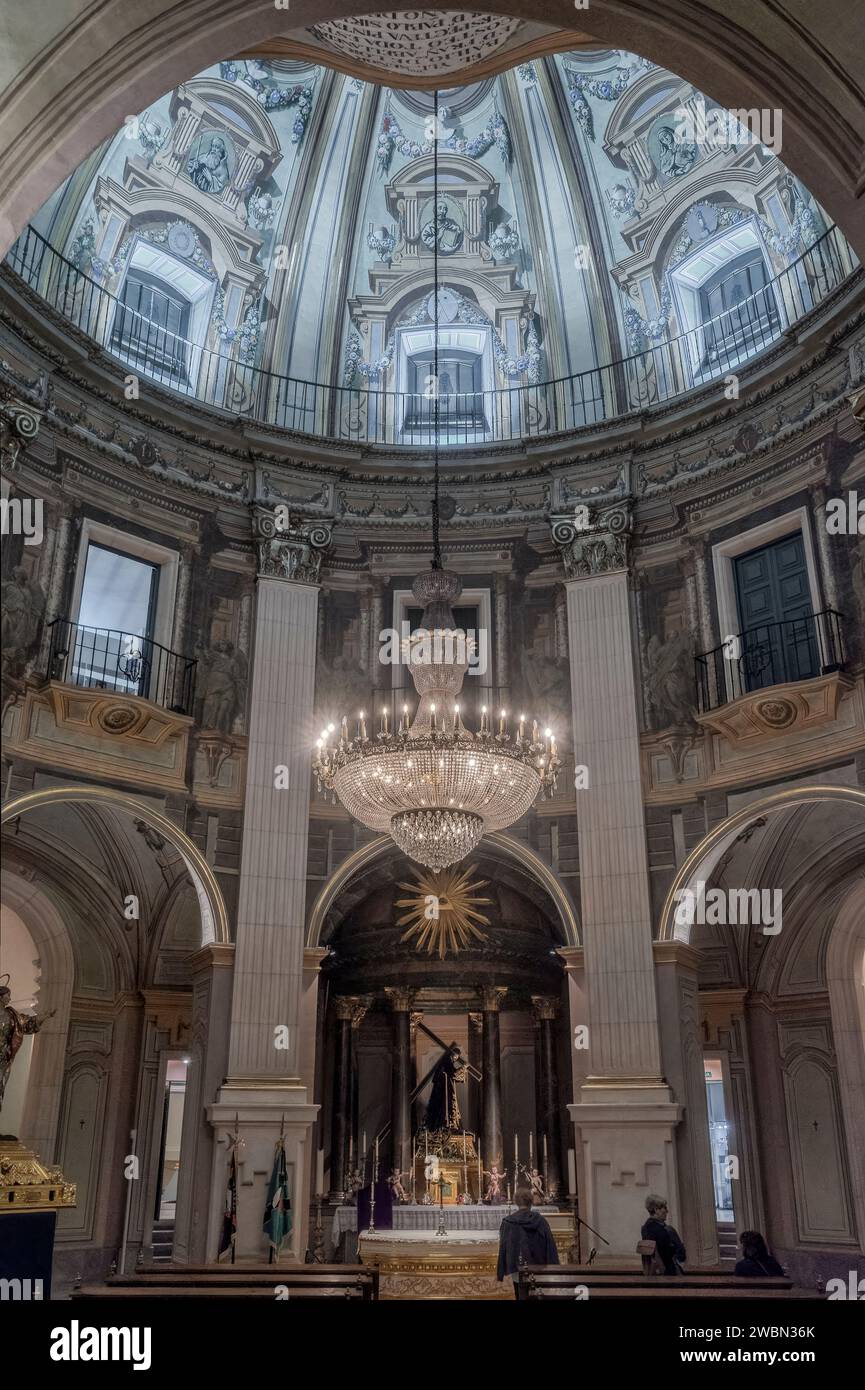 Trompe l'oeil peint en tempera par Paolo Sístori dans le déambulatoire de l'église de Jésus, musée du sculpteur Francisco Salzillo, ville de Murcie. Banque D'Images