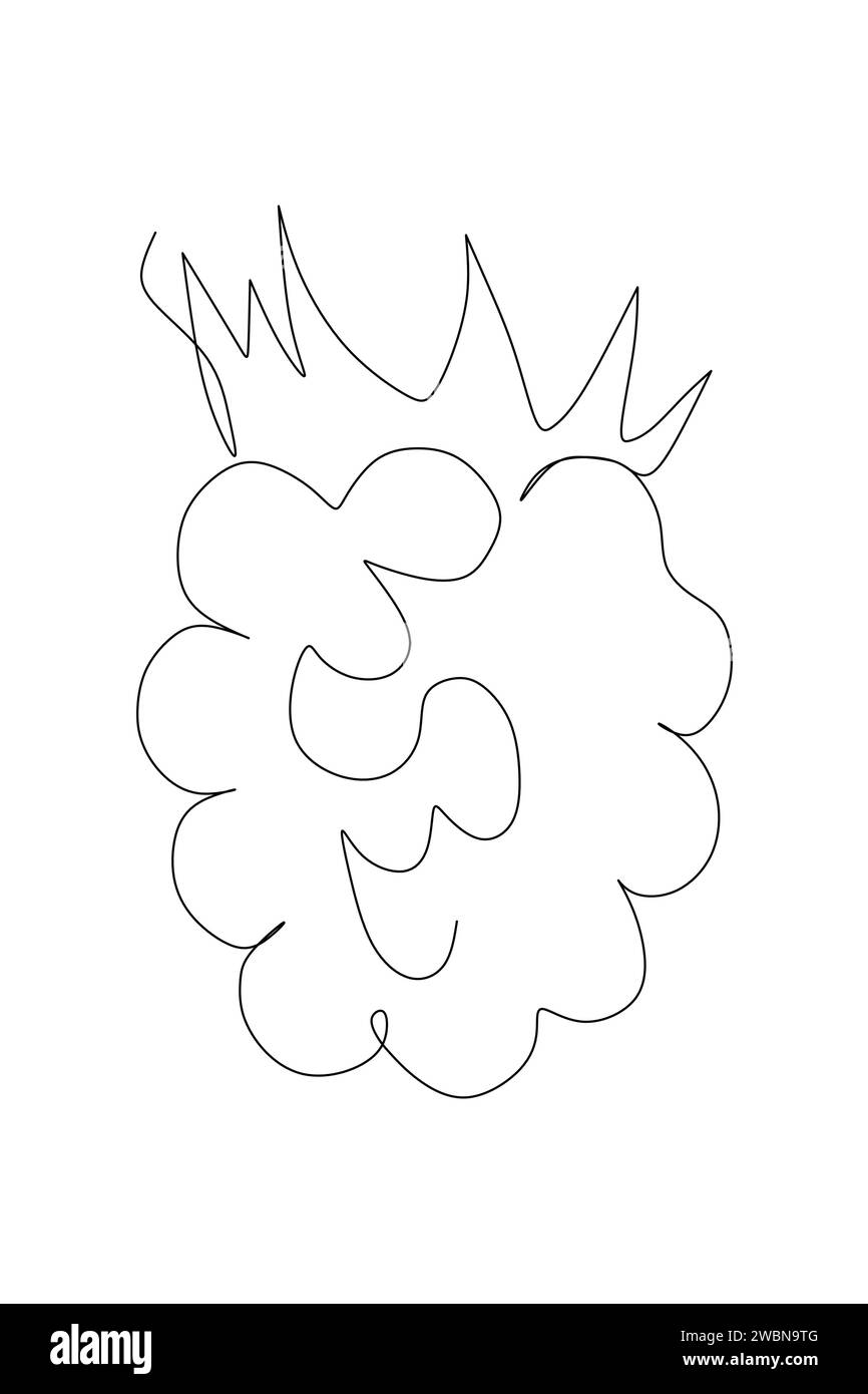 Dessin de ligne continue unique de framboise noire. Isolé sur fond blanc. Illustration de Vecteur