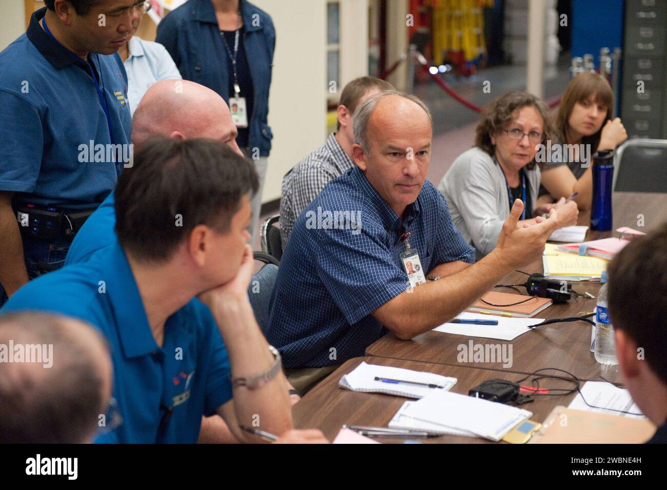 Le 14 juillet 2011, les astronautes des expéditions 30, 31 et 32 ont pratiqué les procédures d'urgence dans les maquettes de l'ISS au bâtiment 9NW dans le cadre de leur entraînement opérationnel. Banque D'Images