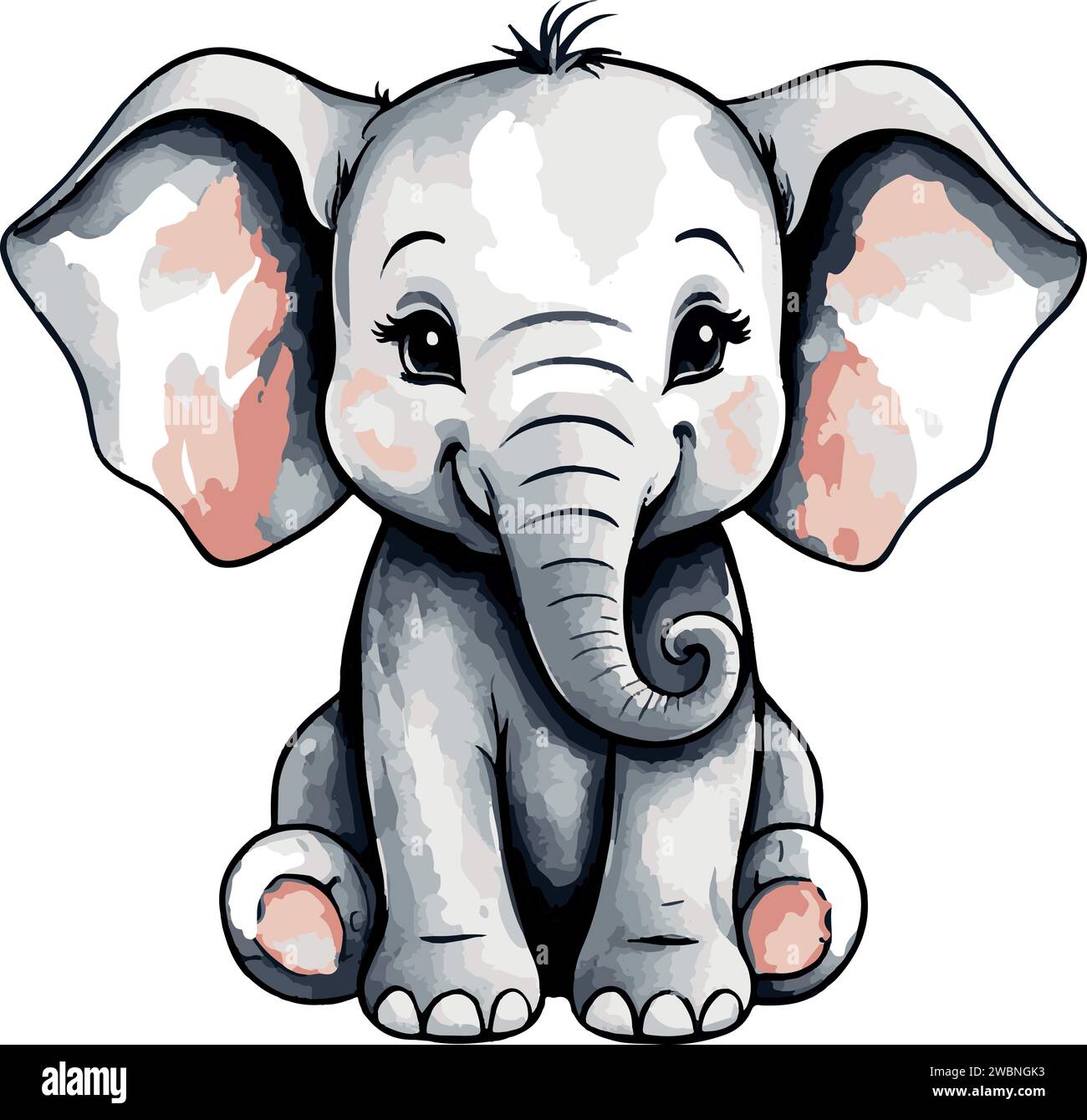 Incroyable belle aquarelle bébé éléphant art vectoriel Illustration de Vecteur
