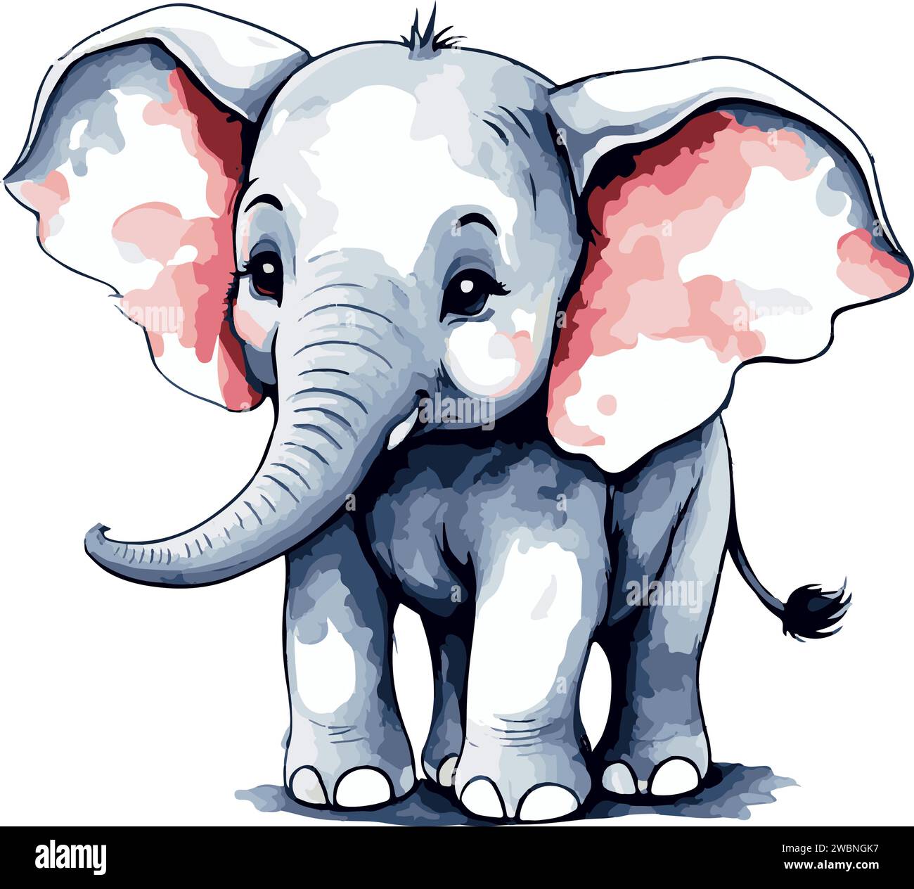 Super belle aquarelle bébé éléphant art vectoriel Illustration de Vecteur