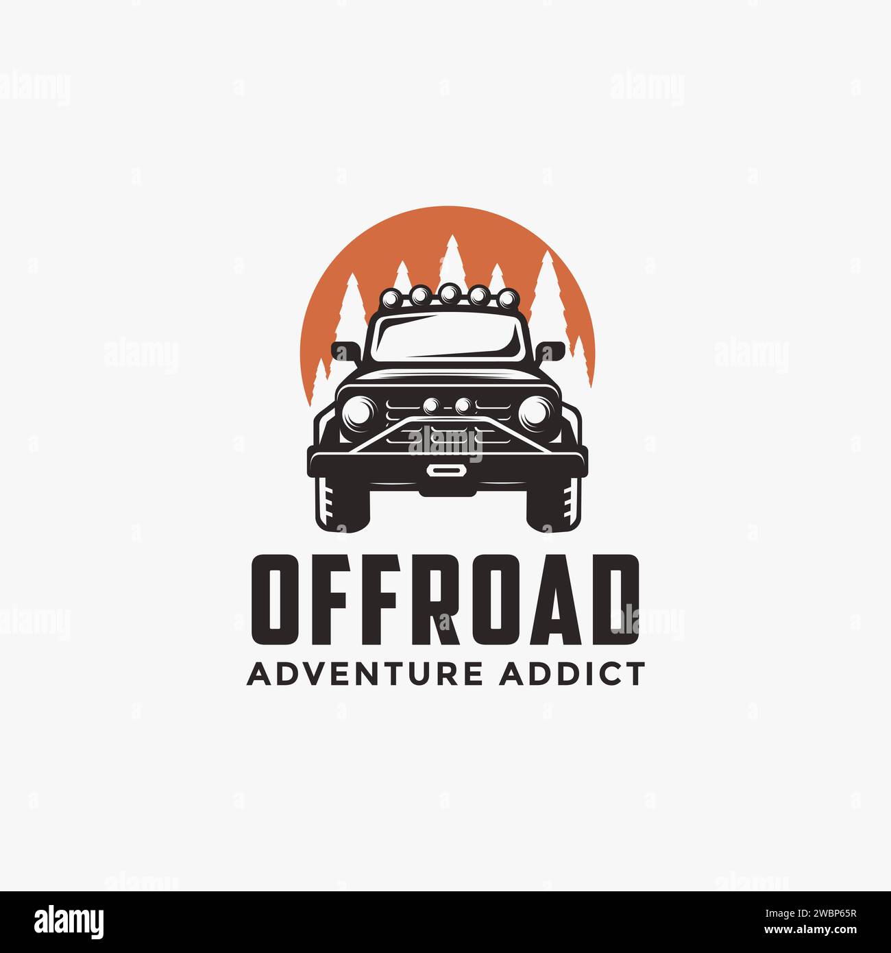 Modèle de vecteur d'icône de logo de voiture SUV d'aventure hors route sur fond blanc Illustration de Vecteur