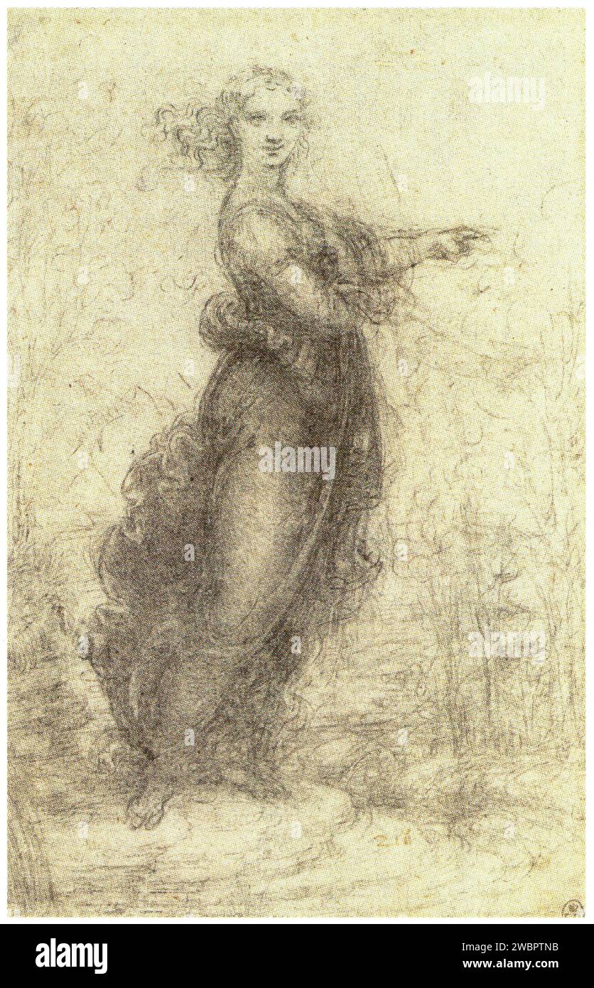 LEONARDO DA VINCI.YOUNG WOMAN.1516.BLACK CHALK.210 MM X 135 MM Banque D'Images