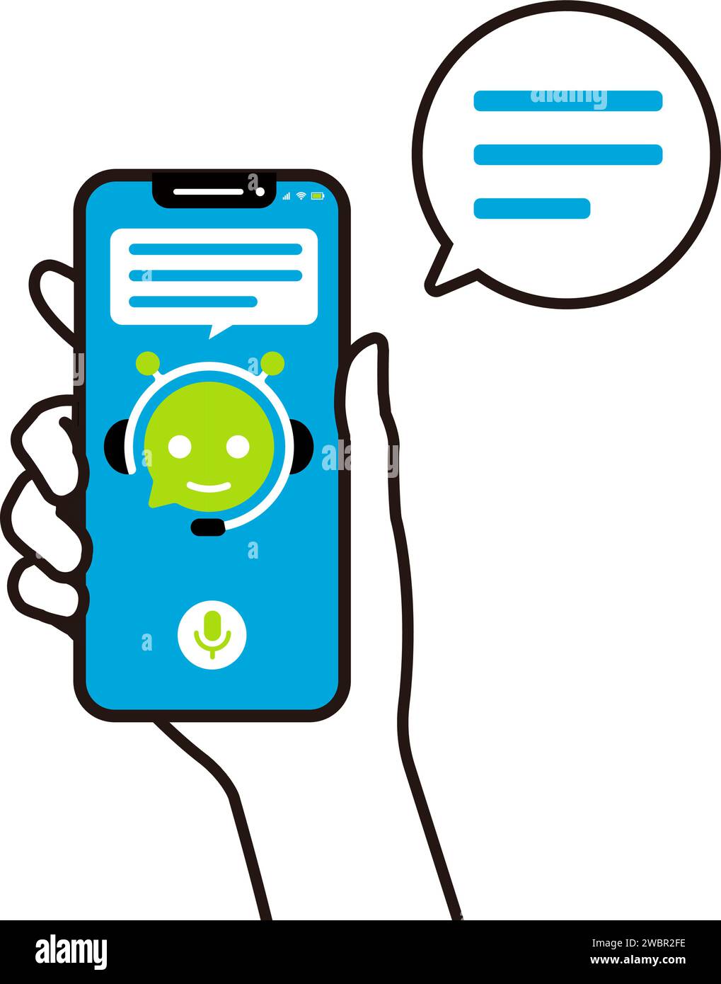 Illustration vectorielle d'un smartphone en main (chatbot ai) Illustration de Vecteur
