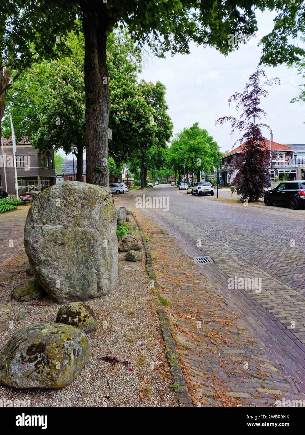 Rue principale du village hollandais Sellingen, Groningen, pays-Bas Banque D'Images