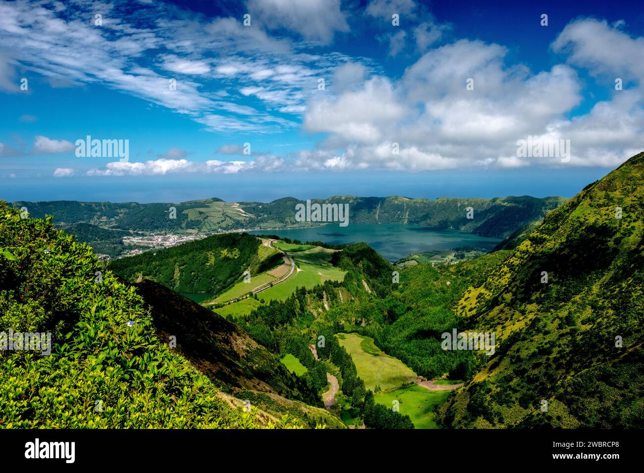 Paysage tropical luxuriant des Açores Banque D'Images